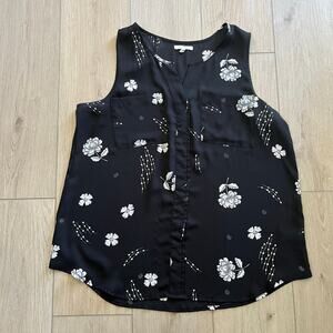 Maurice’s Women’s Black Sleeveless Floral Blouse Sz Large